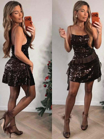 Nivah palliet dress coffe  - RL2008 556