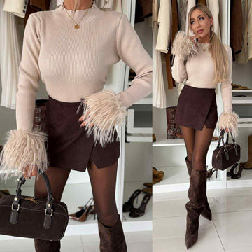 Feather top beige - PUFF118