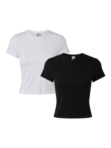 PCAMELIA BABY TEE 2-PACK JRS NOOS BC BLACK/BRIGHT WHITE