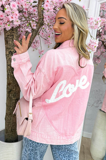 Celesta denim love jacket rosa - ZP1213