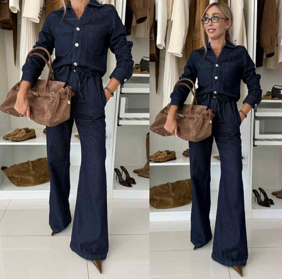 Xenie denim suit dark denim - W3850