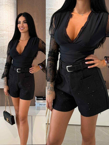 Gorenja glitter shorts Black - W46198