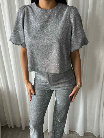 Rachael glitter top silver - EP19626