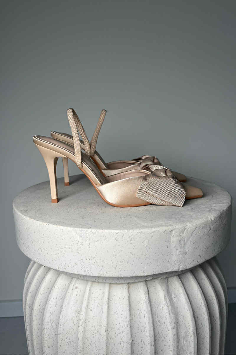 Poppy bow stilet beige  - 3279