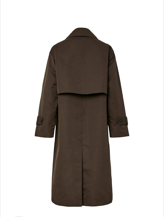 PCAGNES LS TIE TRENCHCOAT WVN D2D PP