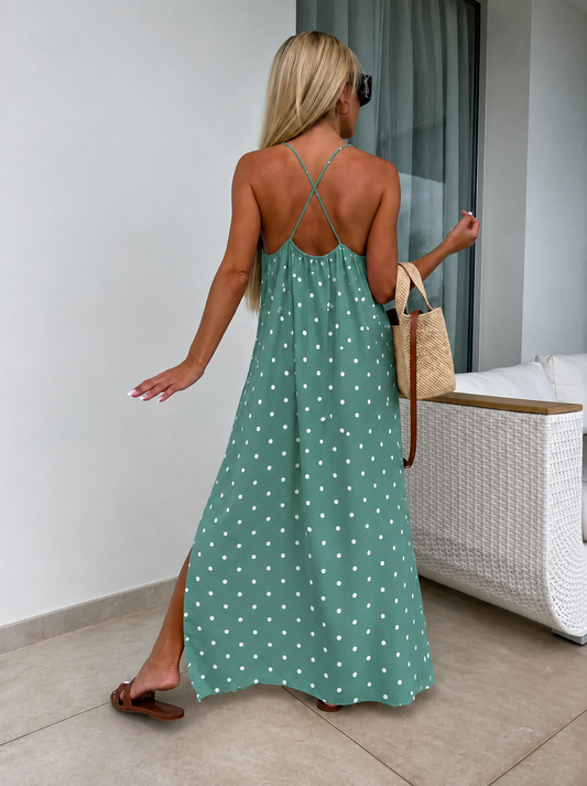Wita dot dress kaki 6097 556
