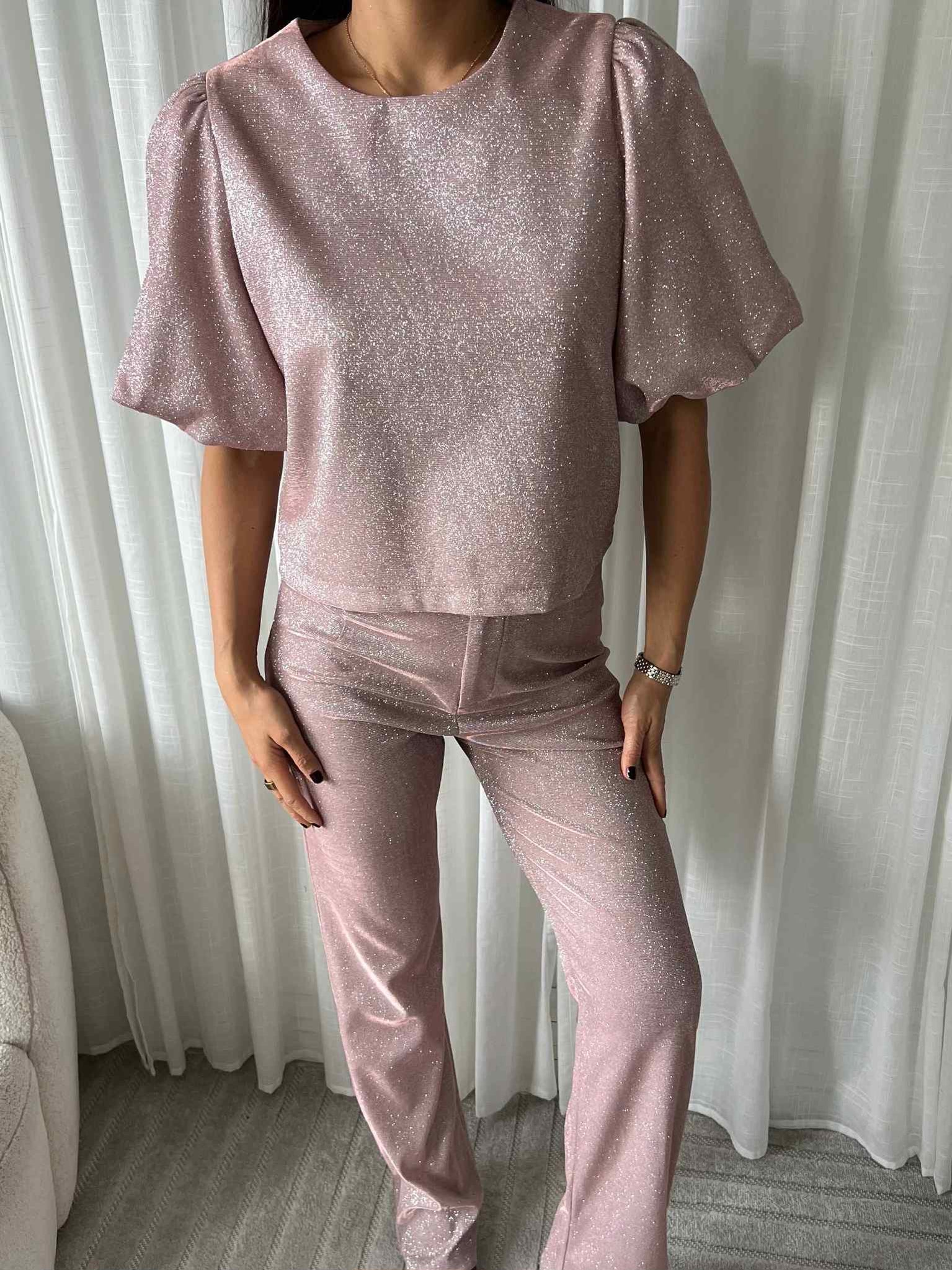 Rachael glitter top pink - EP19626