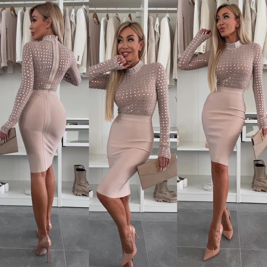 Ayron bandage dress Beige - 609805