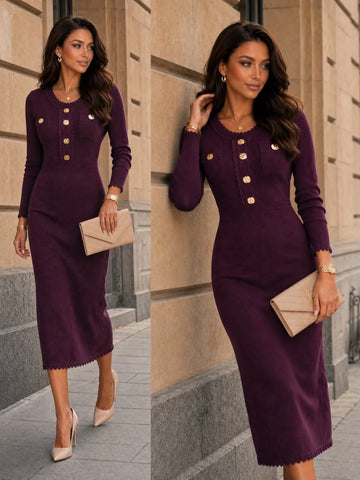 Skye knit dress bordeaux    - 93023