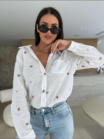 Azia Flower shirt white - VMCK101