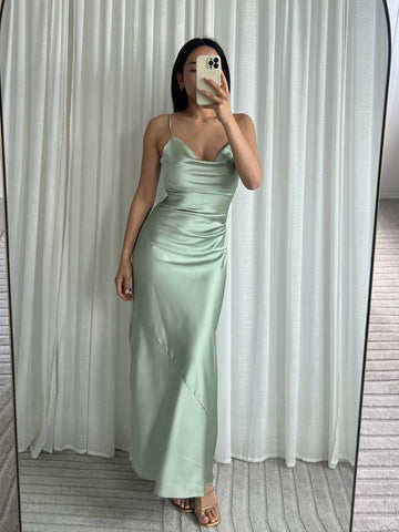 Edda silky dress green- EP19315