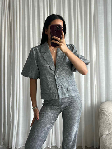 Rachael short blazer silver   - EP19601