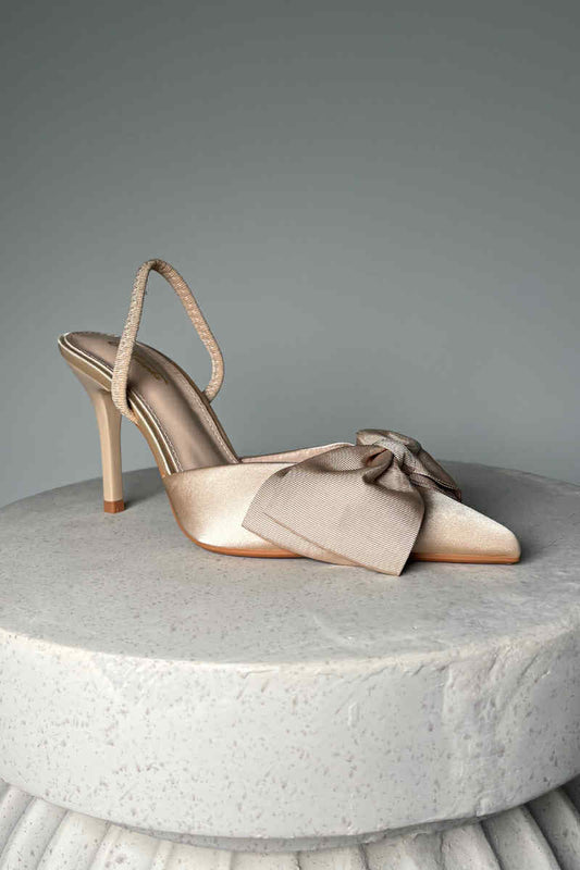 Poppy bow stilet beige  - 3279