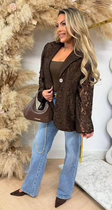 Sierra lace blazer Brown  - 5196
