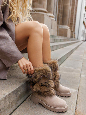 Karrin fur boots khaki - 2535