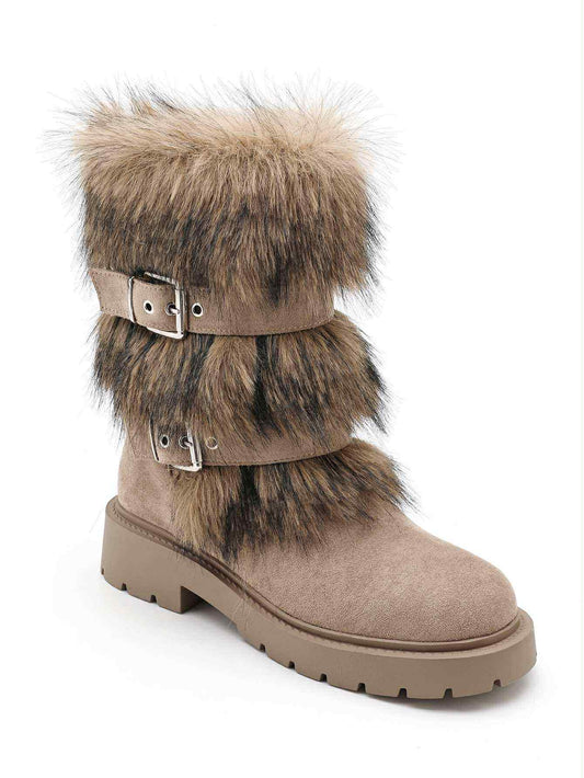 Karrin fur boots khaki - 2535