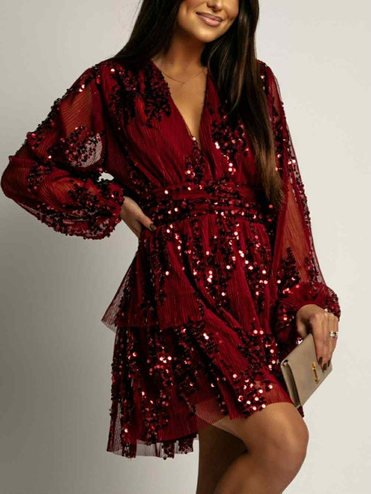 Dellta palliet dress red - H3230