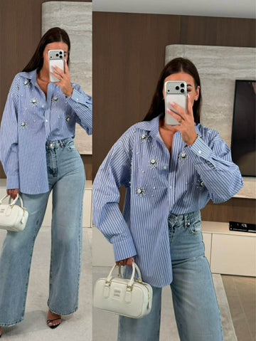 Wanilla simili shirt blue - W48768