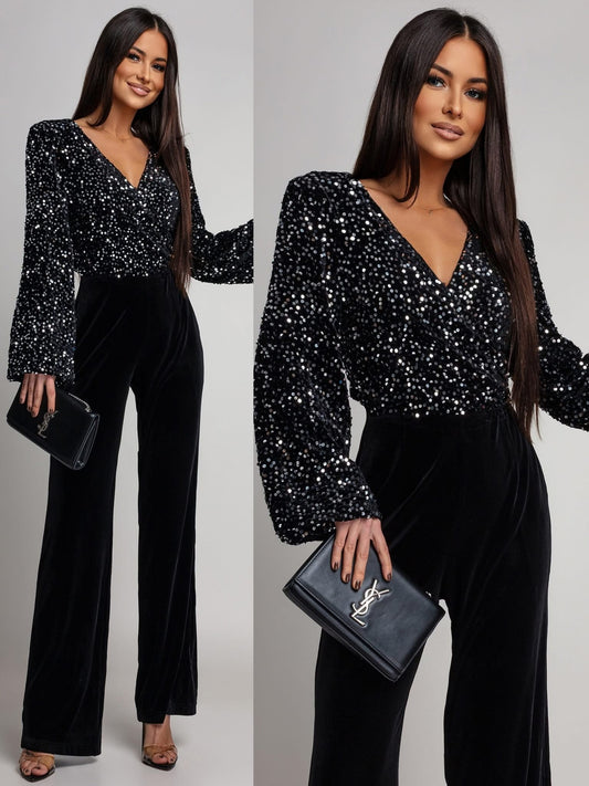 Vallietta palliet jumpsuit Black/silver  - PS9350