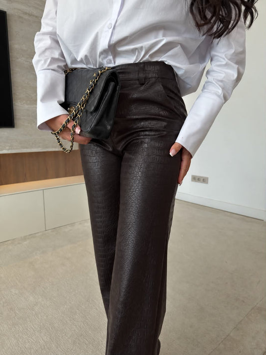 Croco pu pants Brown - M808