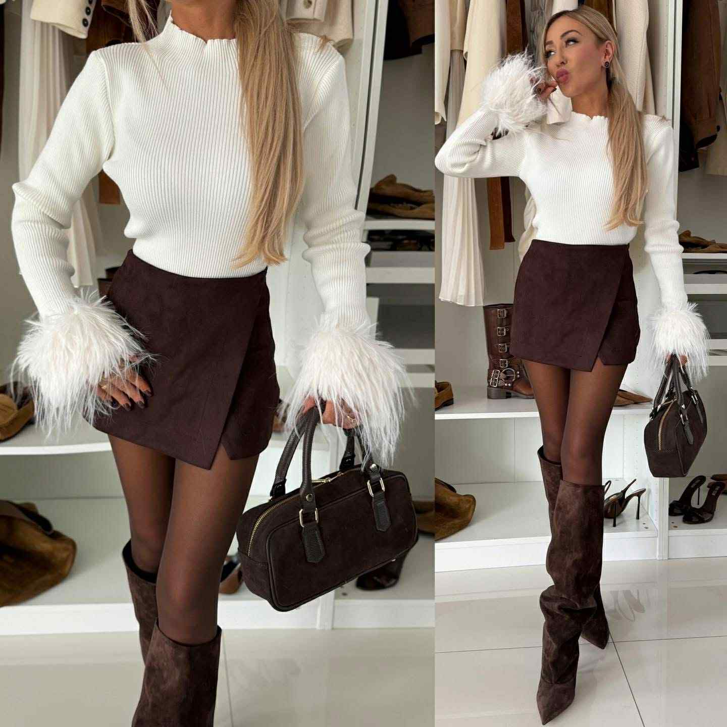 Feather top white - PUFF118