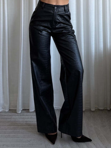 Croco pu pants Black - M808