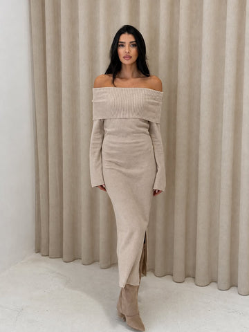 Mora Knit dress camel- TL183