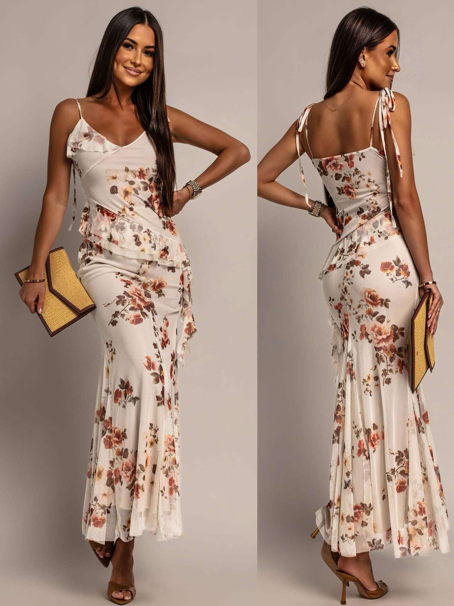 Ea Flower dress beige  - 26269