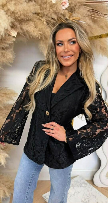 Sierra lace blazer Black  - 5196