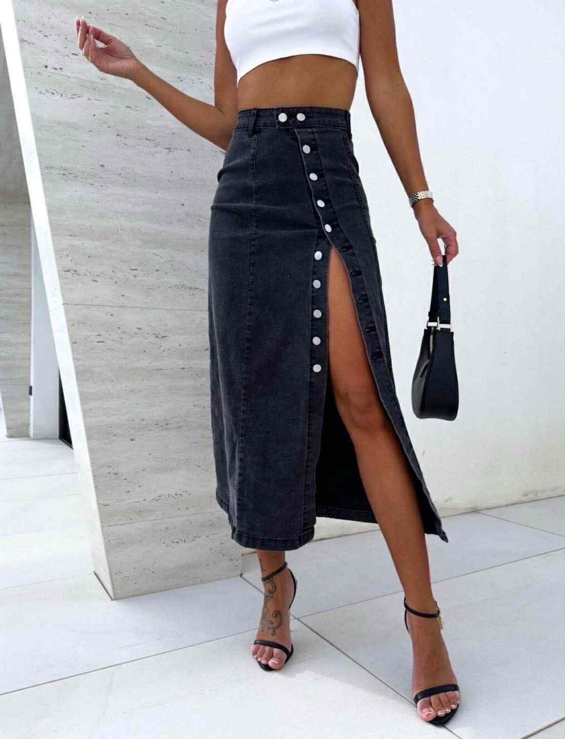 Ricki denim skirt grey  -EB022