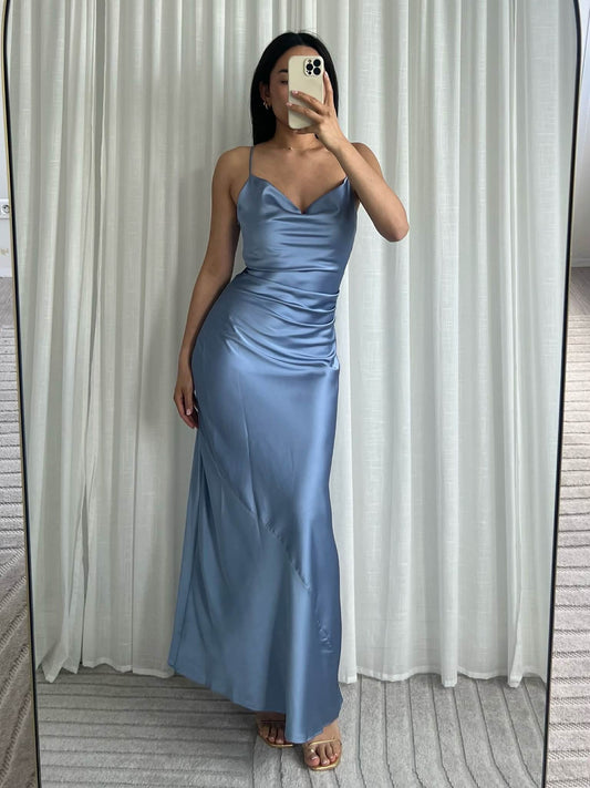 Edda silky dress Blue - EP19315