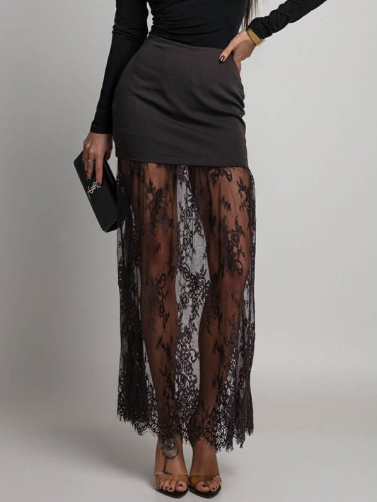 Phoebe Lace skirt choko - 3895