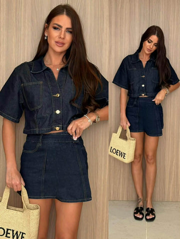 Variz denim sæt Dark blue  - ENS8122/8123