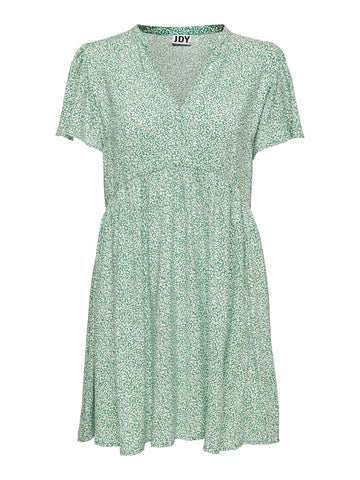 JDYSTARR LIFE S/S V-NECK DRESS green/cloud 556