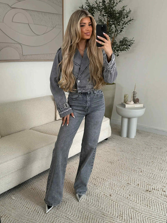 Foxie denim jacket grey -w3530
