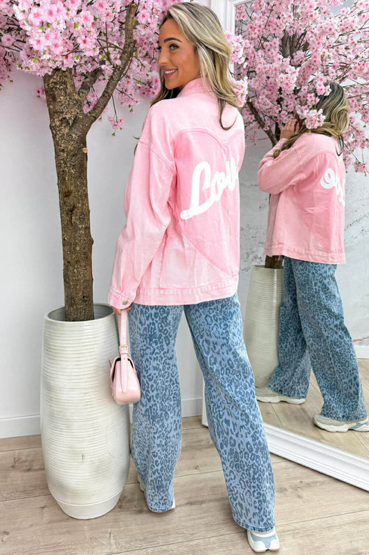 Celesta denim love jacket rosa - ZP1213