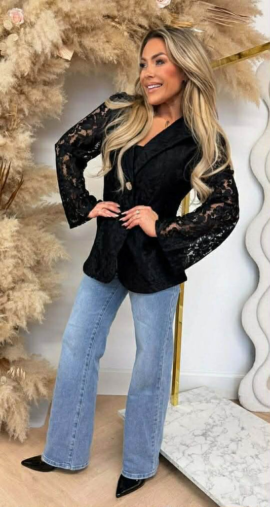Sierra lace blazer Black  - 5196