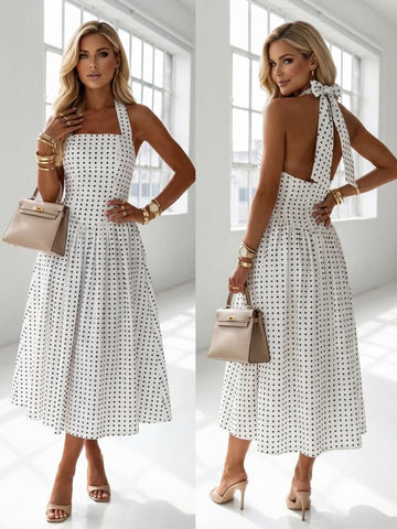Skarlett dot dress White   - PS9581S