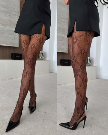 Martina lace tights brown - HN120