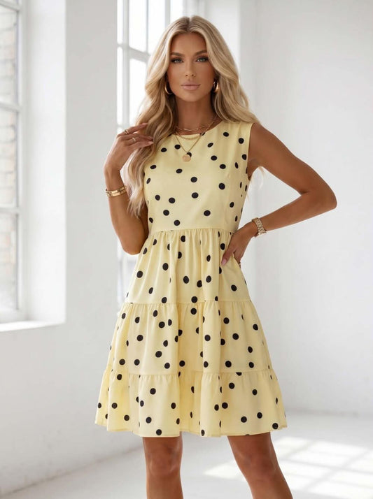 Anjah dot dress yellow - A2704