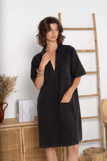Rezza denim dress black  - JP3398