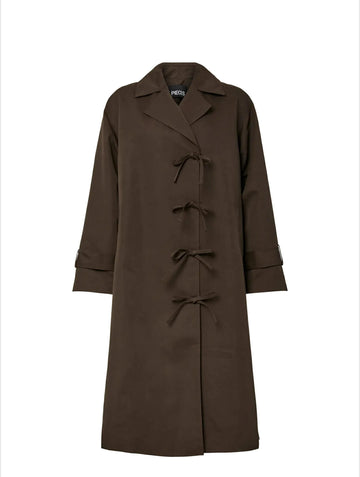 PCAGNES LS TIE TRENCHCOAT WVN D2D PP