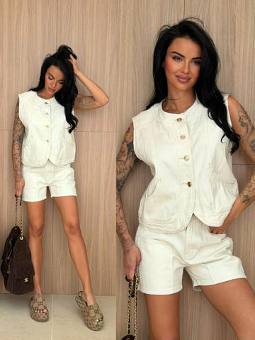 Moral denim sæt cream - ENS8120/8119