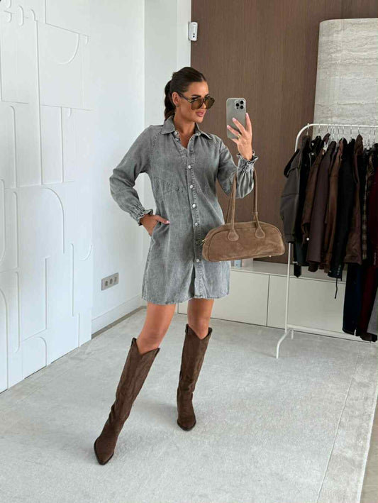 Ginger denim dress grey - M0350-2
