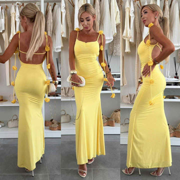 Peace flower dress yellow  -858091