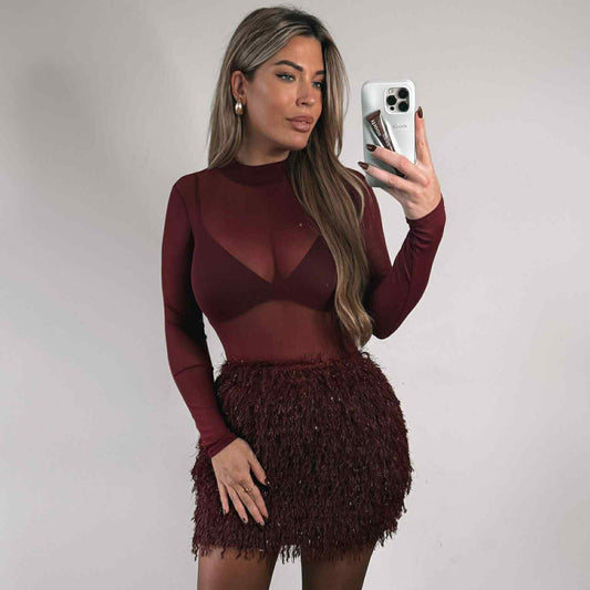 Diora mesh body bordeaux   - 23479