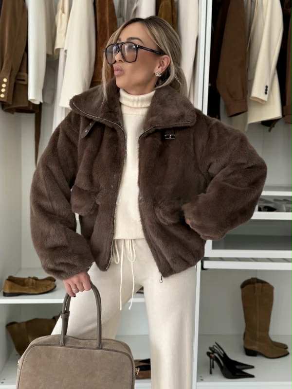 Mondi teddy jacket  brown- OX9102