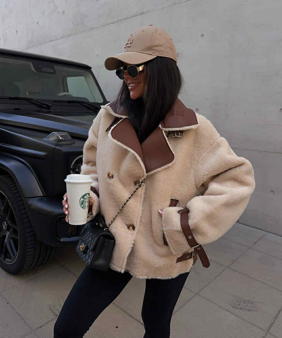 Kyaga fur jacket Beige - SQ036