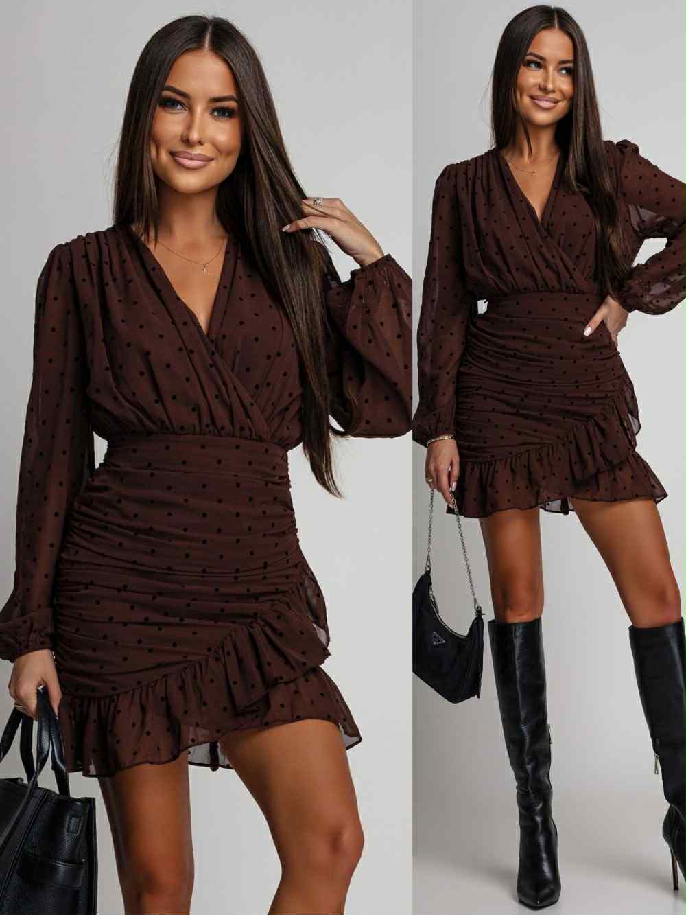 Aminda dress brown- 8529-16