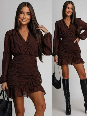 Aminda dress brown- 8529-16